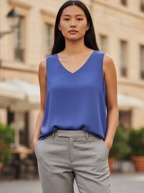 KORET (L) Vintage Sleeveless V-Neck Blouse Lilac Purple Sheen Tank Top